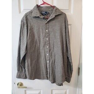 Polo Ralph Lauren Flannel Shirt Mens XL Beige Brown Plaid Regent Classic Fit